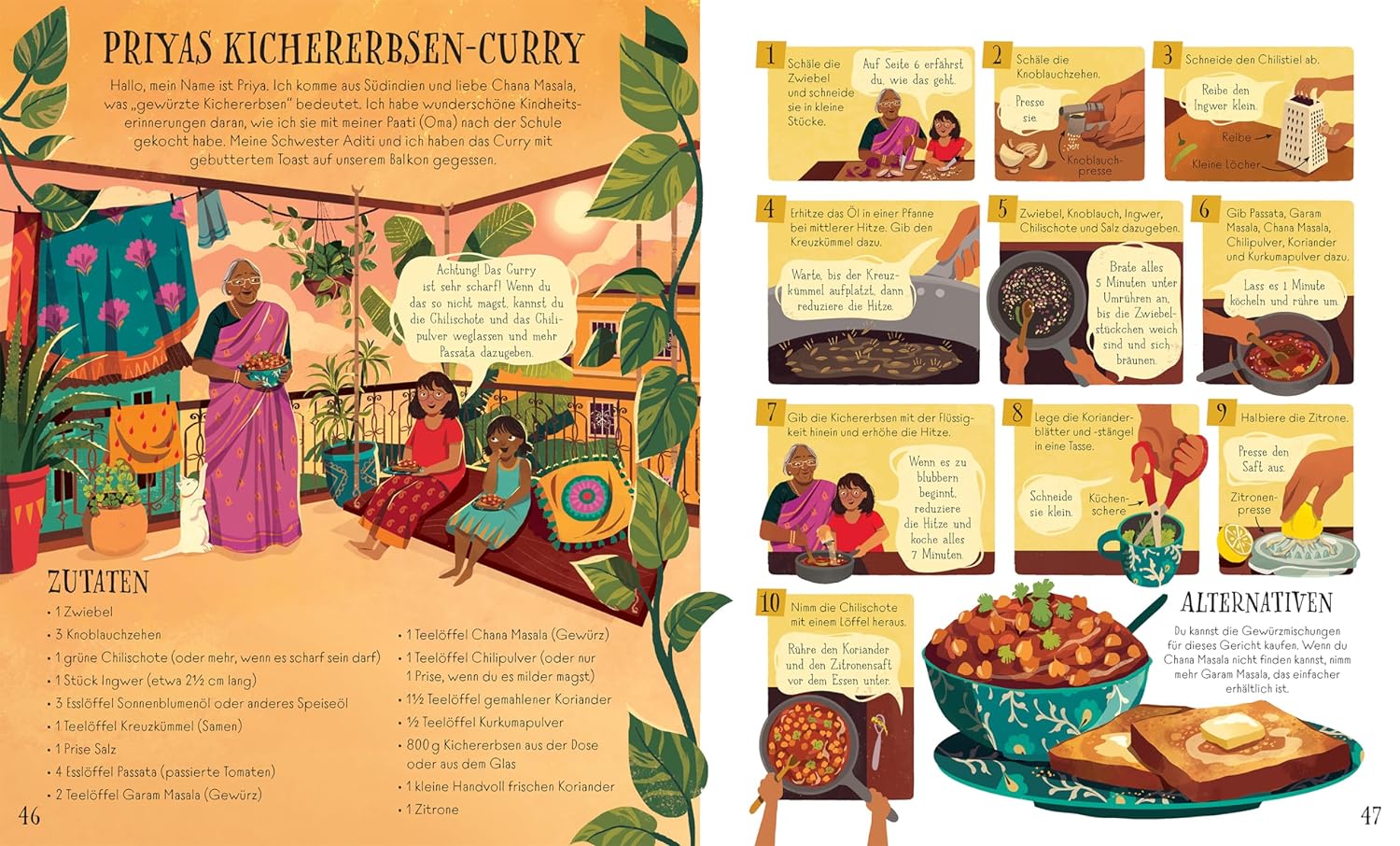 Familienrezepte aus aller Welt - Kichererbsen-Curry von Priya beschrieben und bebilderte Zubereitung